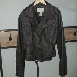 Bar III crop leather coat jacket